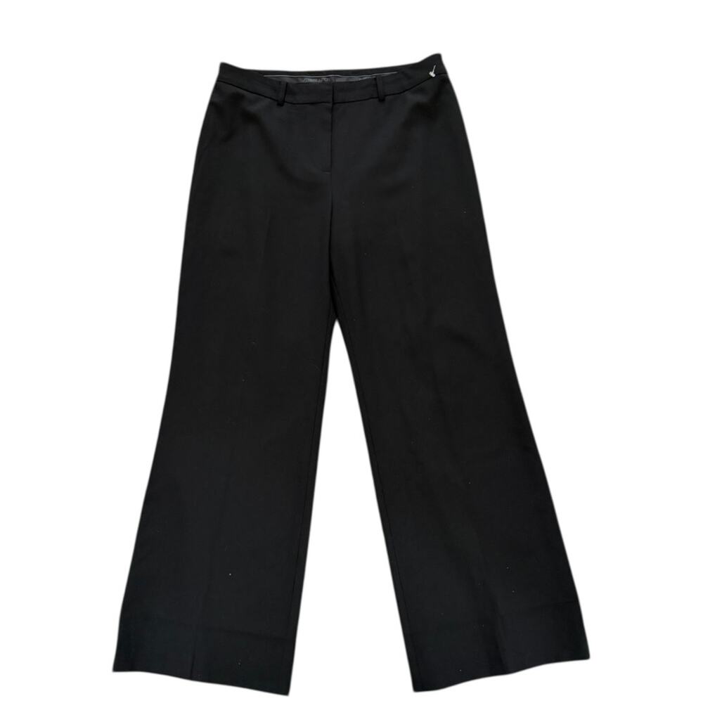 Albert Nipon Wool-Blend Wide-Leg Pant Women's 12 Black Career Capsule Classic